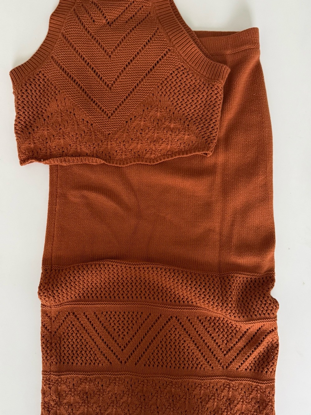 House of Harlow 1960 Rust Knit  Matching Set Midi Skirt